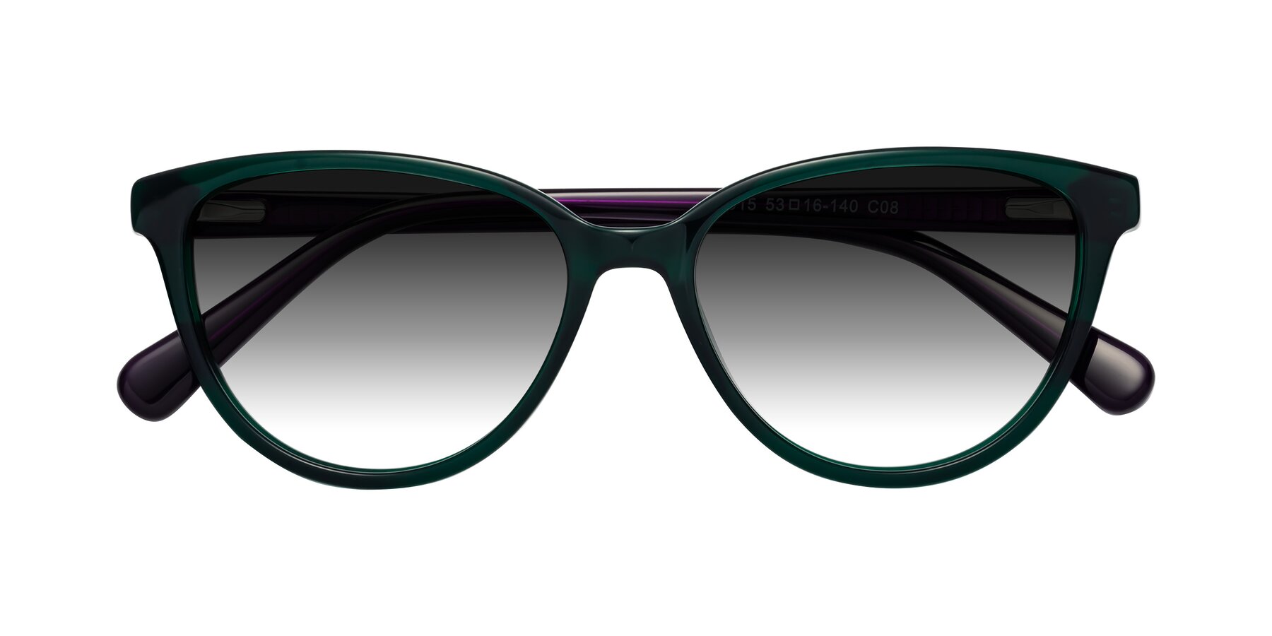 Folded Front of Guest in Green-Purple with Gray Gradient Lenses