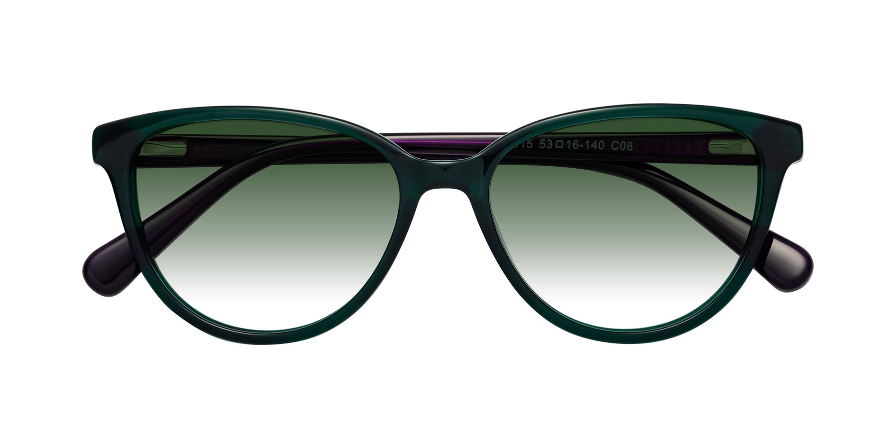 Folded Front of Guest in Green-Purple with Green Gradient Lenses