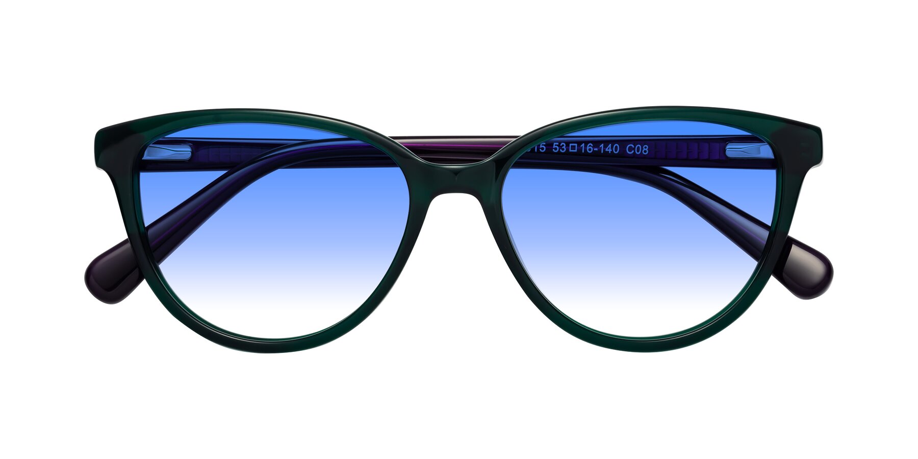 Folded Front of Guest in Green-Purple with Blue Gradient Lenses