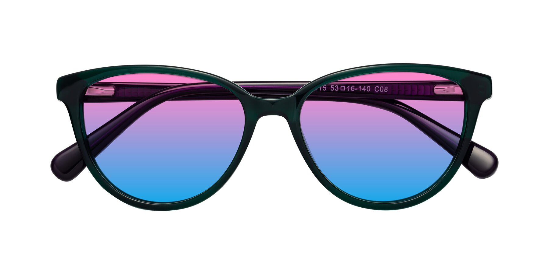 Folded Front of Guest in Green-Purple with Pink / Blue Gradient Lenses