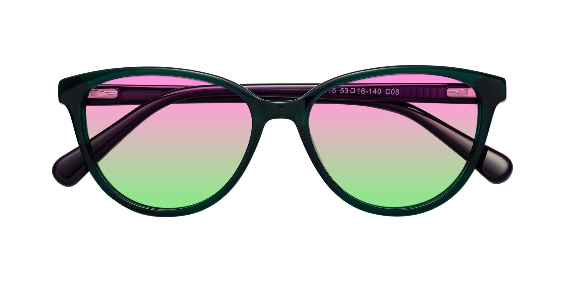 Folded Front of Guest in Green-Purple with Pink / Green Gradient Lenses