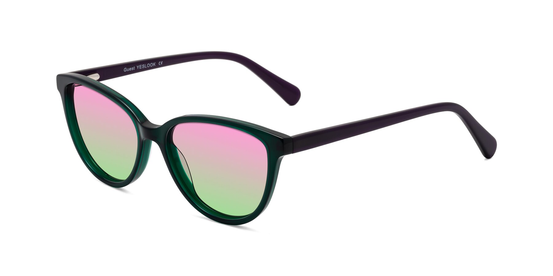 Angle of Guest in Green-Purple with Pink / Green Gradient Lenses