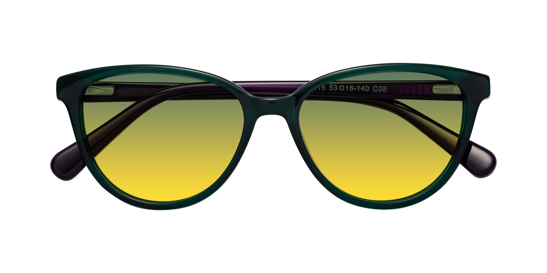 Folded Front of Guest in Green-Purple with Green / Yellow Gradient Lenses