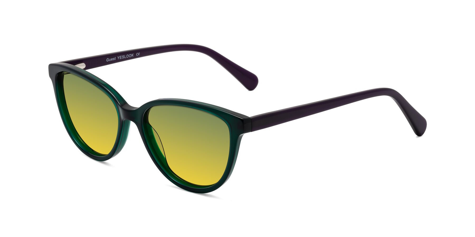 Angle of Guest in Green-Purple with Green / Yellow Gradient Lenses