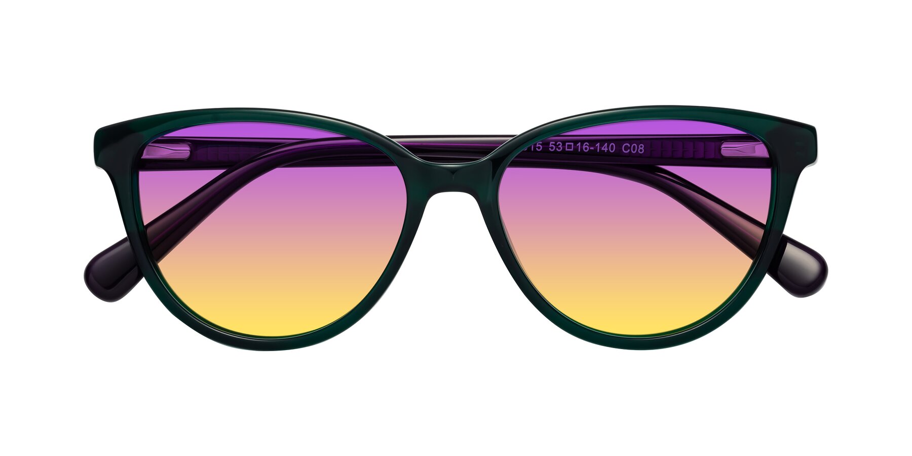 Folded Front of Guest in Green-Purple with Purple / Yellow Gradient Lenses