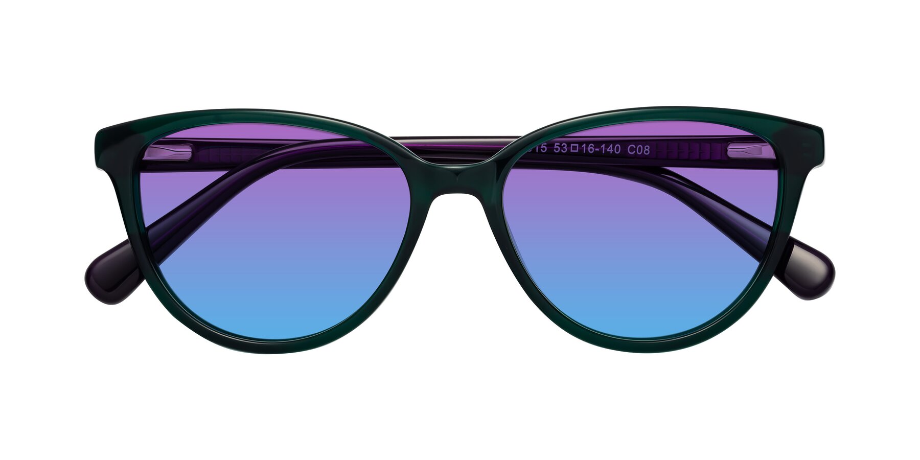 Folded Front of Guest in Green-Purple with Purple / Blue Gradient Lenses