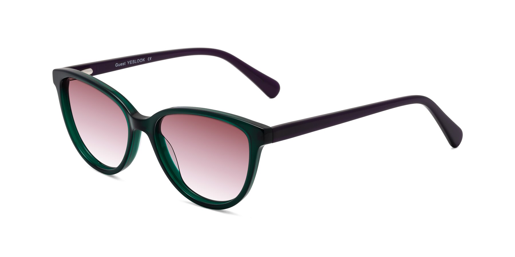 Angle of Guest in Green-Purple with Garnet Gradient Lenses