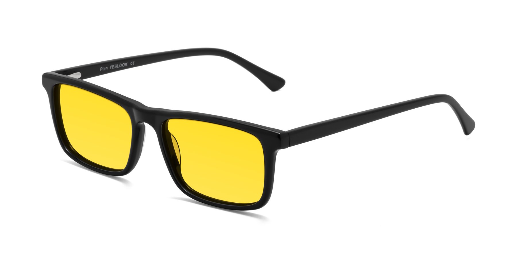 Angle of Plan in Black with Yellow Tinted Lenses