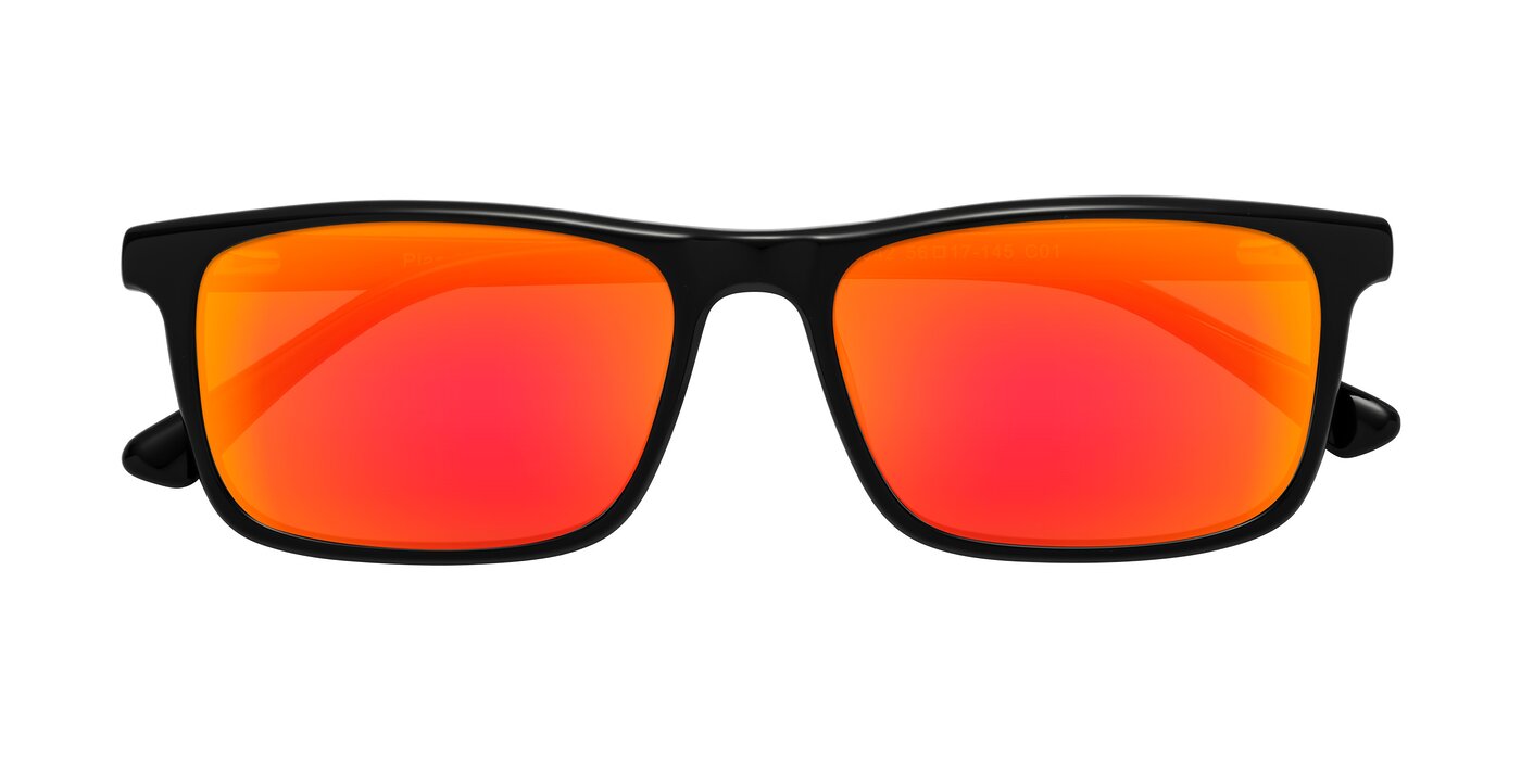 Plan - Black Flash Mirrored Sunglasses