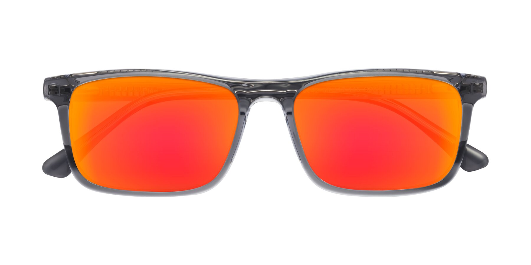 Folded Front of Plan in Gray with Red Gold Mirrored Lenses