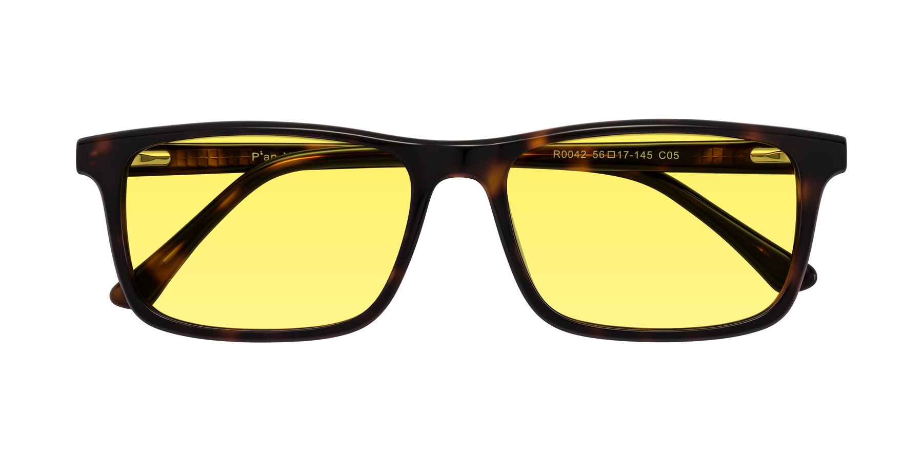 Folded Front of Plan in Tortoise with Medium Yellow Tinted Lenses