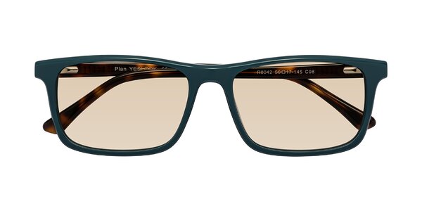 Front of Plan in Peacock Blue / Tortoise