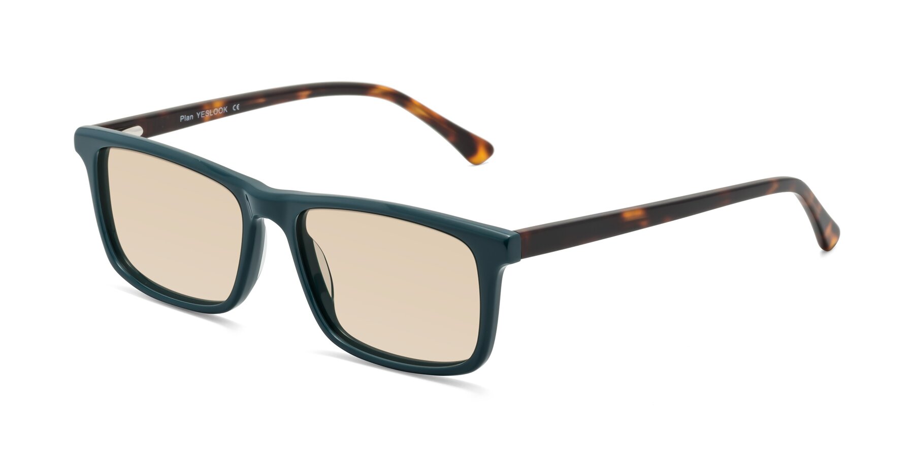 Angle of Plan in Peacock Blue-Tortoise with Light Brown Tinted Lenses