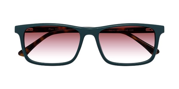 Front of Plan in Peacock Blue/Tortoise