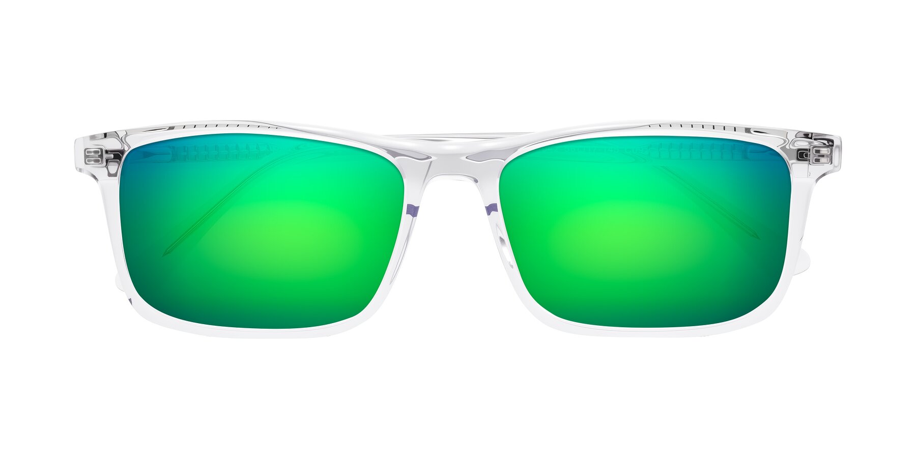 Folded Front of Plan in Clear with Green Mirrored Lenses