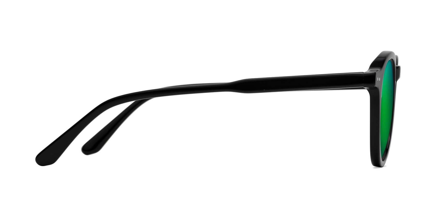 Side of Fade in Black with Green Mirrored Lenses
