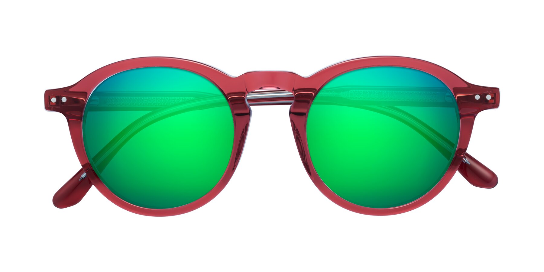 Folded Front of Fade in Red with Green Mirrored Lenses