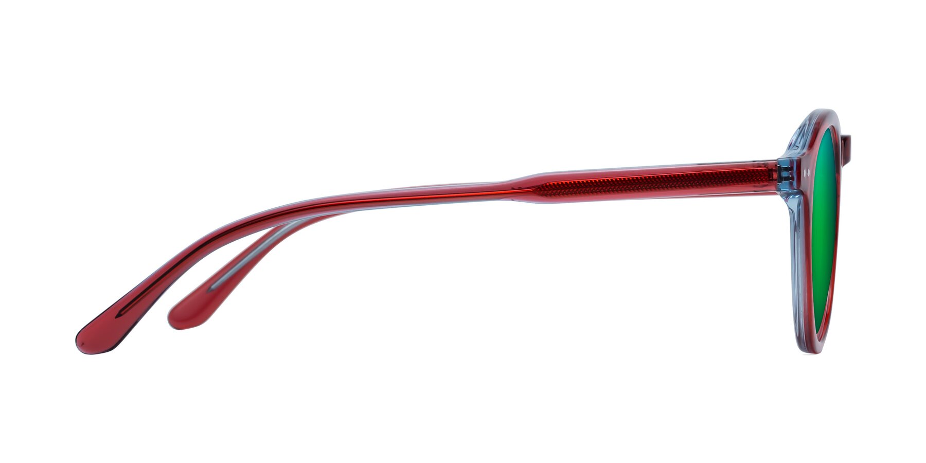 Side of Fade in Red with Green Mirrored Lenses