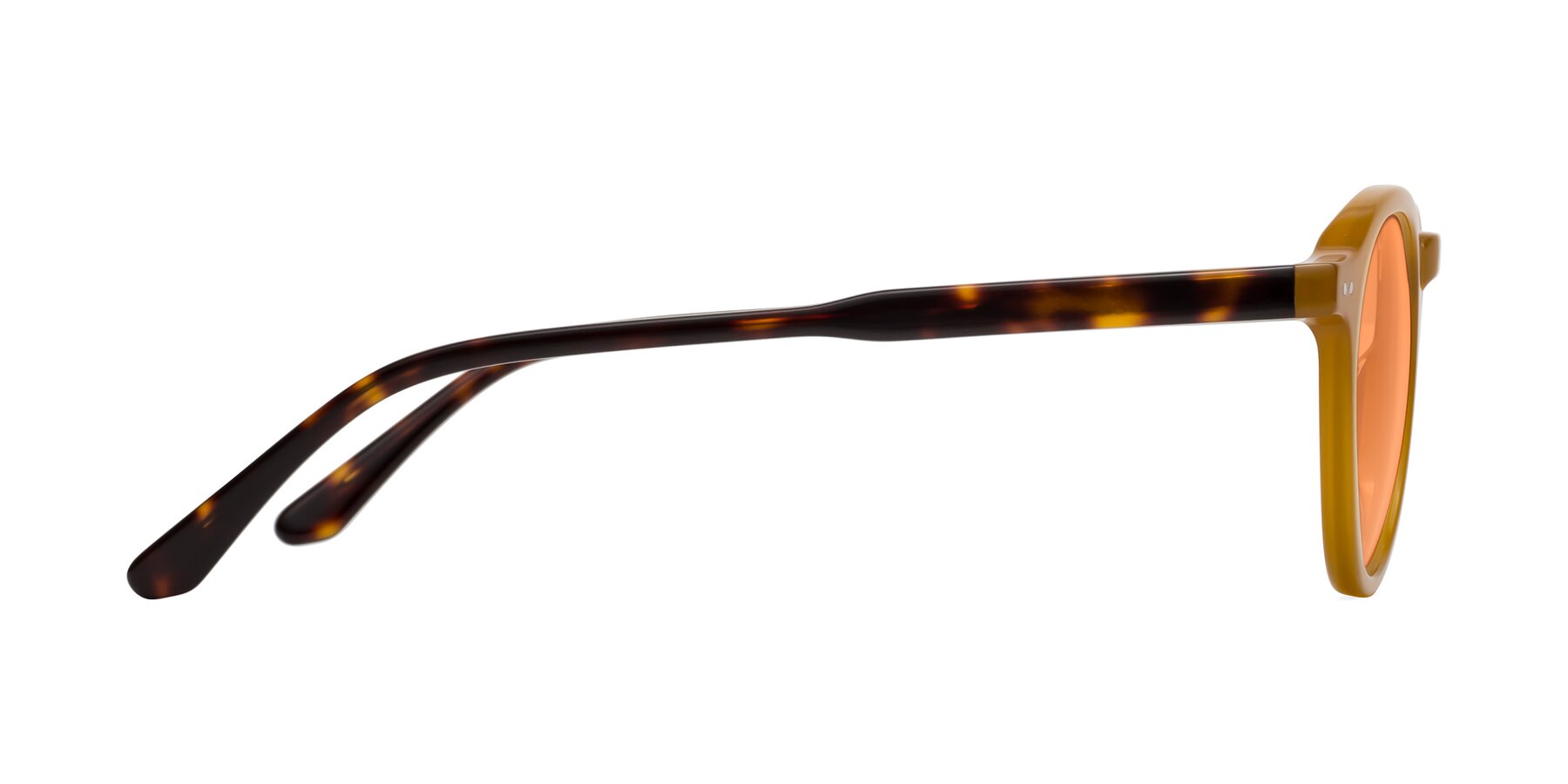 Side of Fade in Caramel-Tortoise with Medium Orange Tinted Lenses