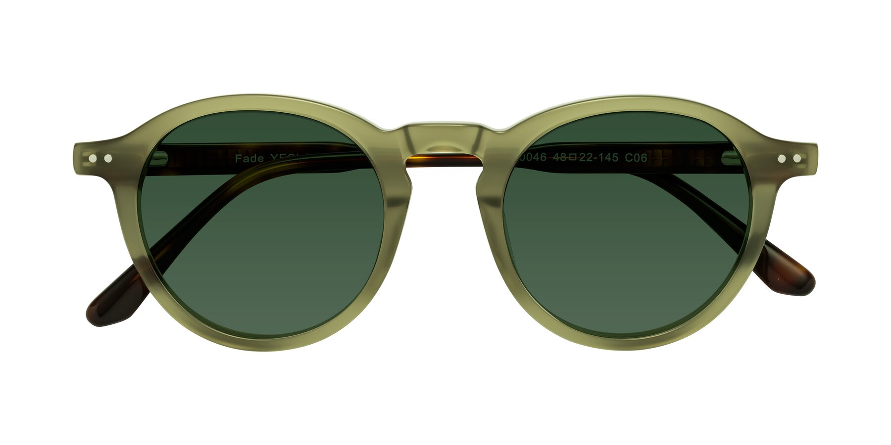 Folded Front of Fade in Green-Tortoise with Green Tinted Lenses