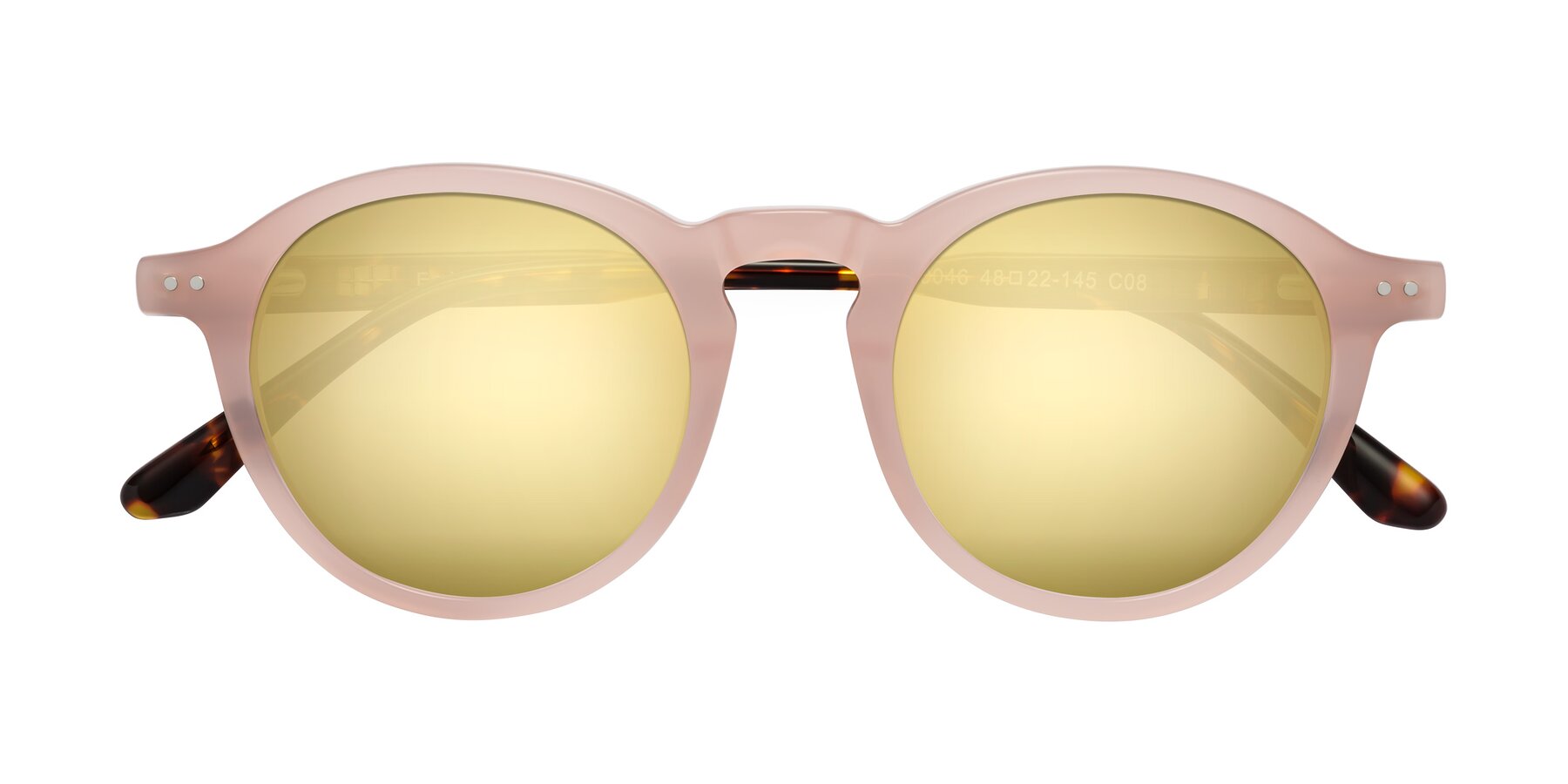 Folded Front of Fade in Peach-Tortoise with Gold Mirrored Lenses