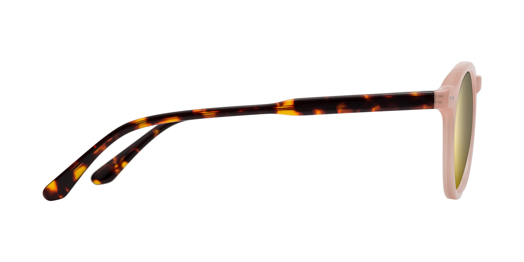 Side of Fade in Peach-Tortoise with Gold Mirrored Lenses