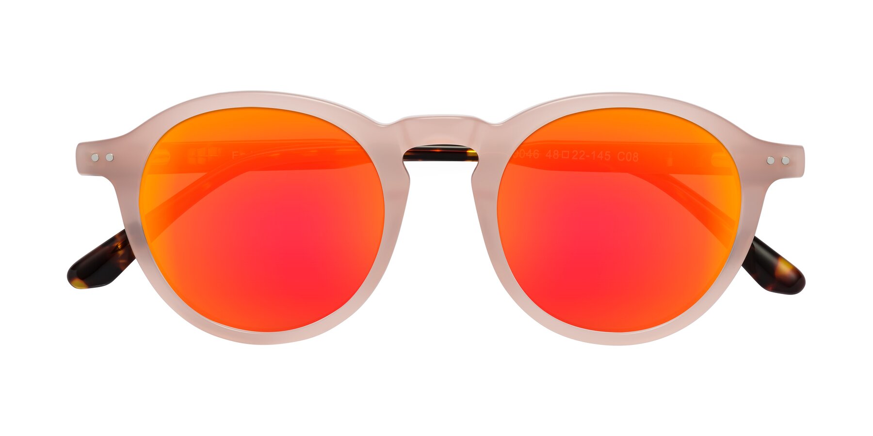 Folded Front of Fade in Peach/Tortoise with Red Gold Mirrored Lenses