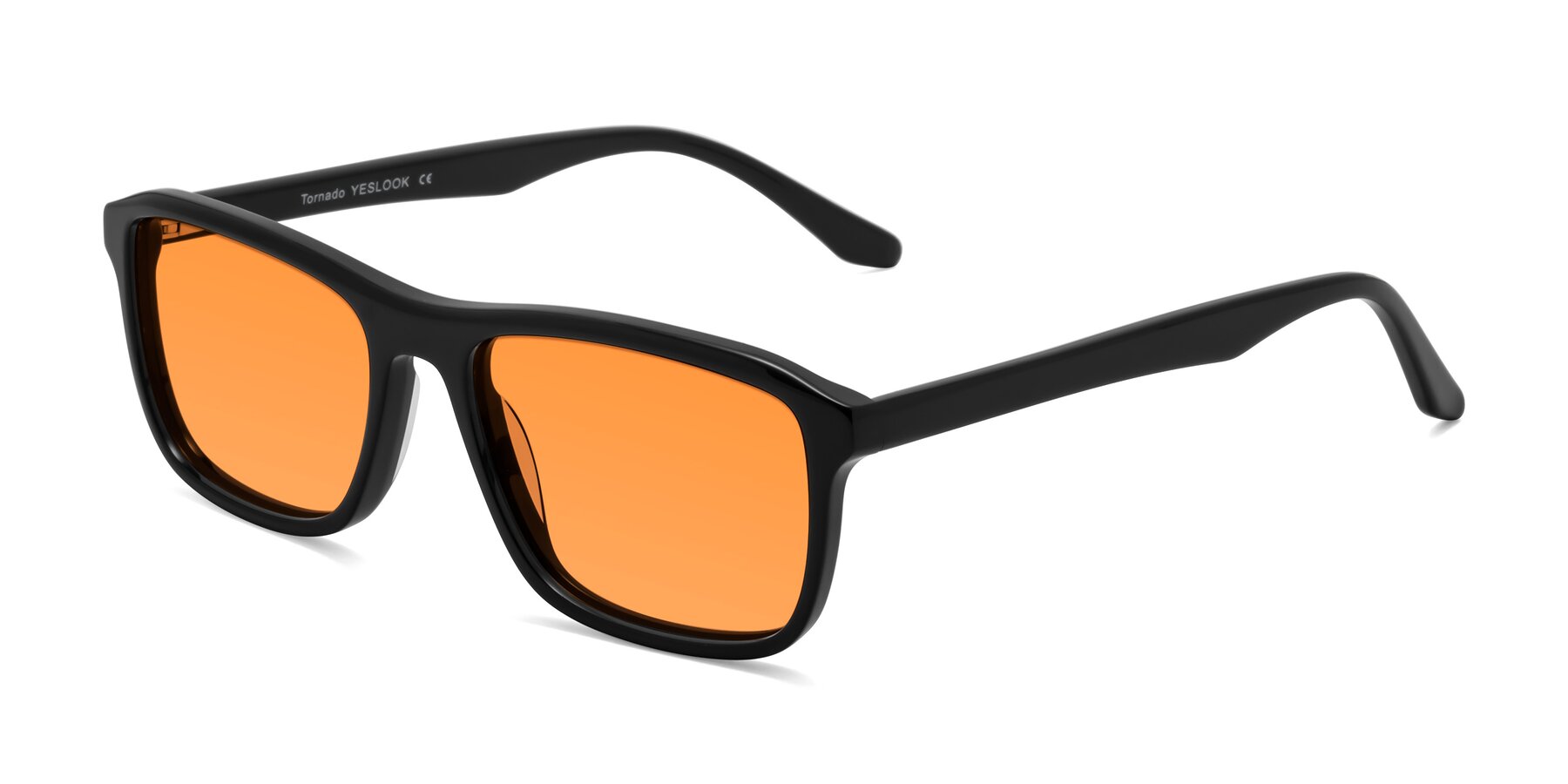 Angle of Tornado in Black with Orange Tinted Lenses