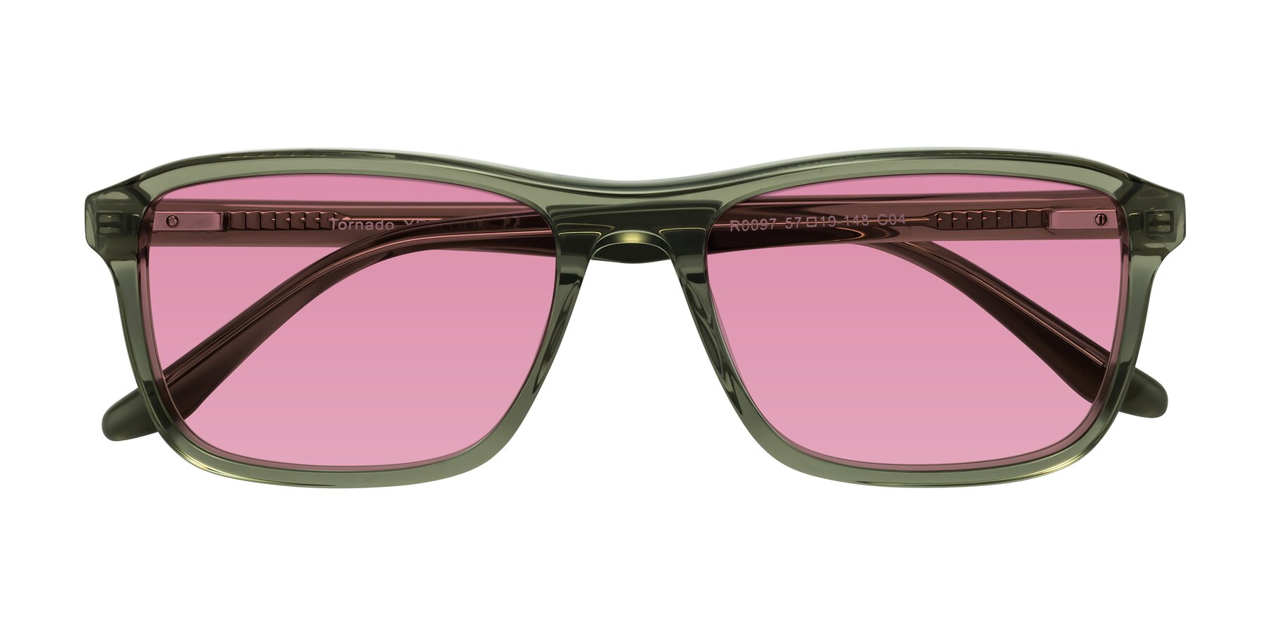 Folded Front of Tornado in Grayish Green with Medium Wine Tinted Lenses