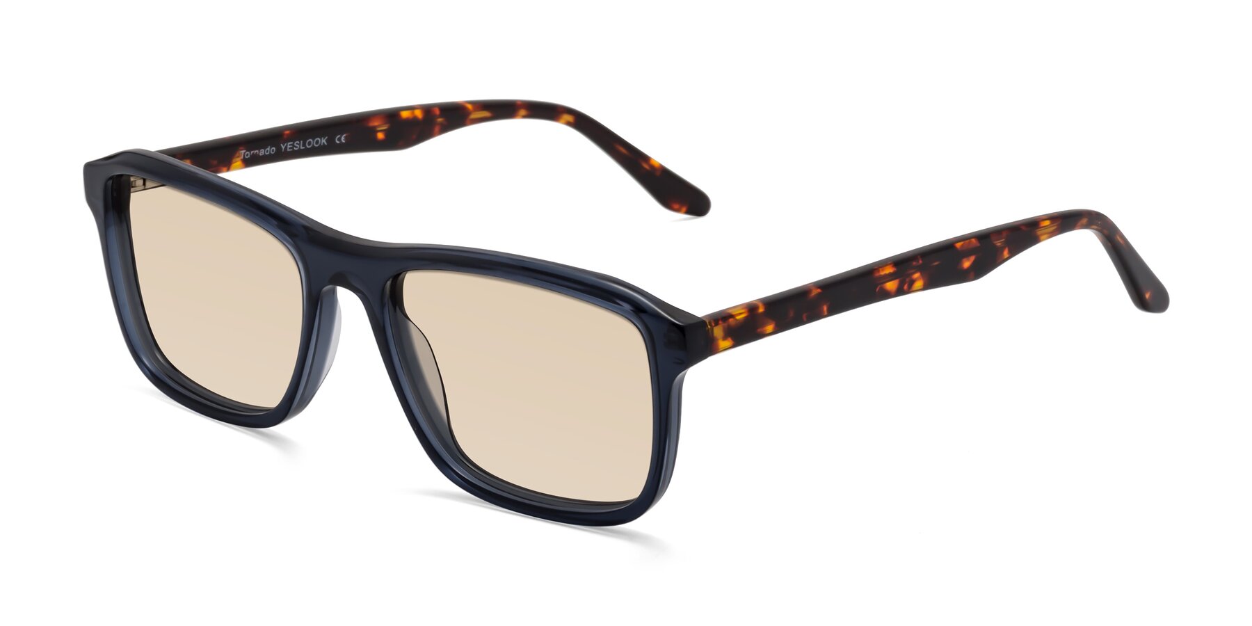 Angle of Tornado in Grayish Blue-Tortoise with Light Brown Tinted Lenses