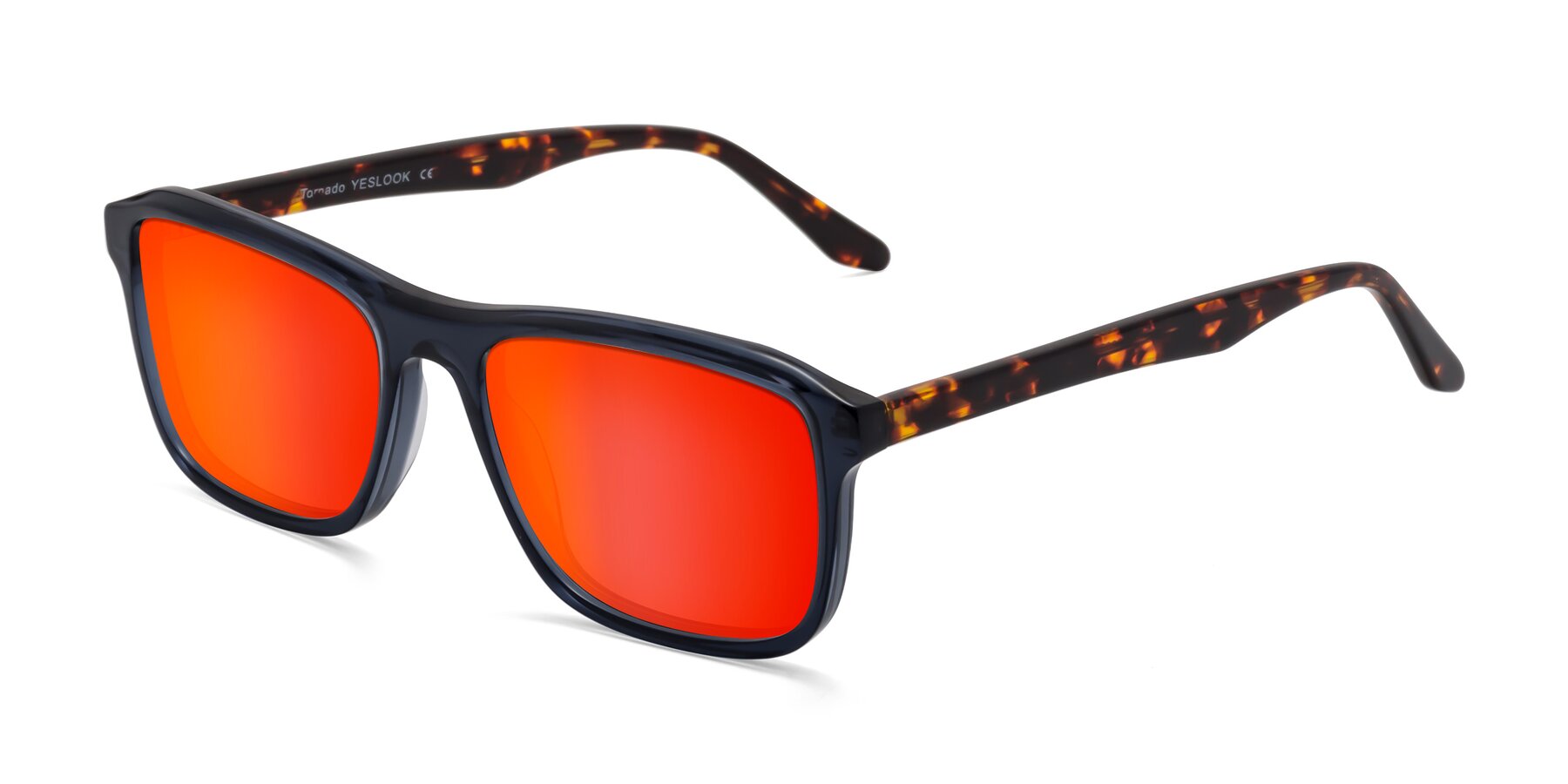 Angle of Tornado in Grayish Blue/Tortoise with Red Gold Mirrored Lenses