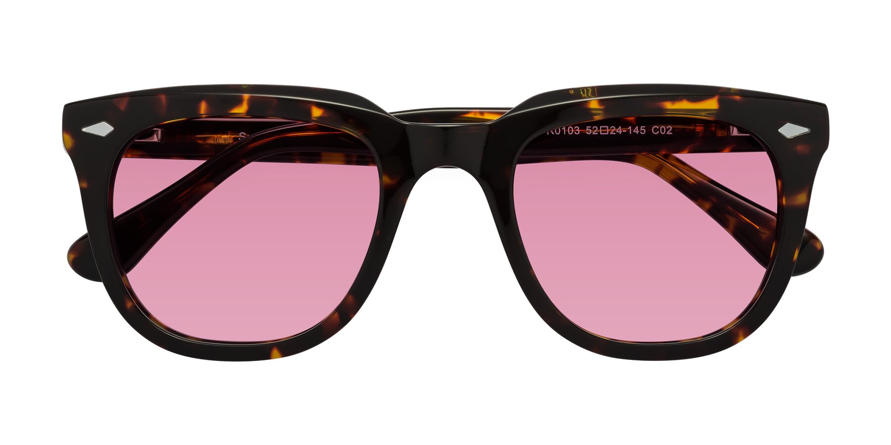 Folded Front of System in Tortoise with Medium Wine Tinted Lenses