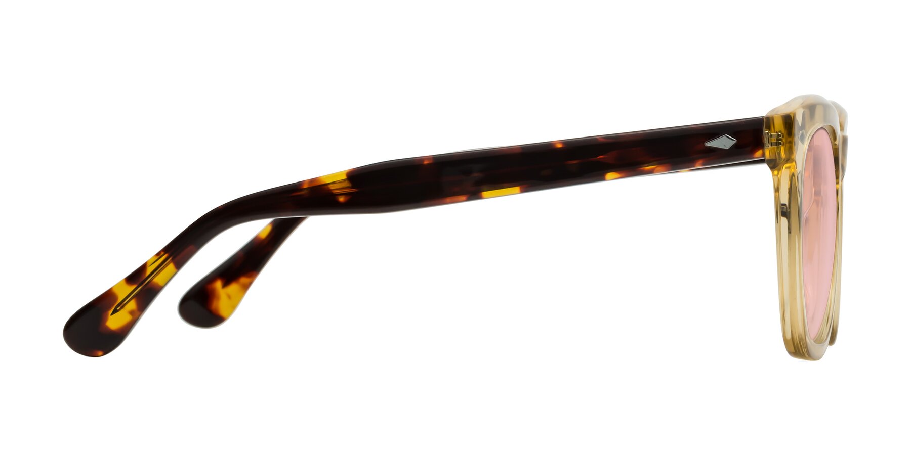Side of System in Champagne-Tortoise with Light Garnet Tinted Lenses