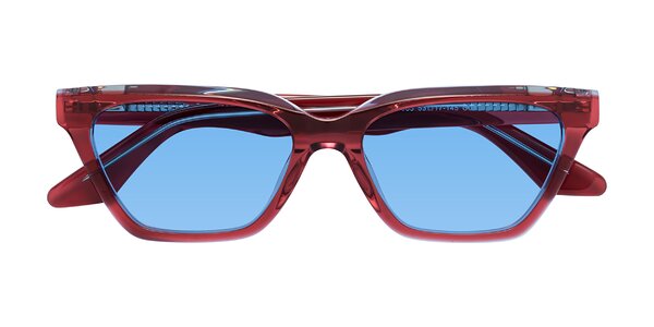 Front of Discolor in Red/Light Blue