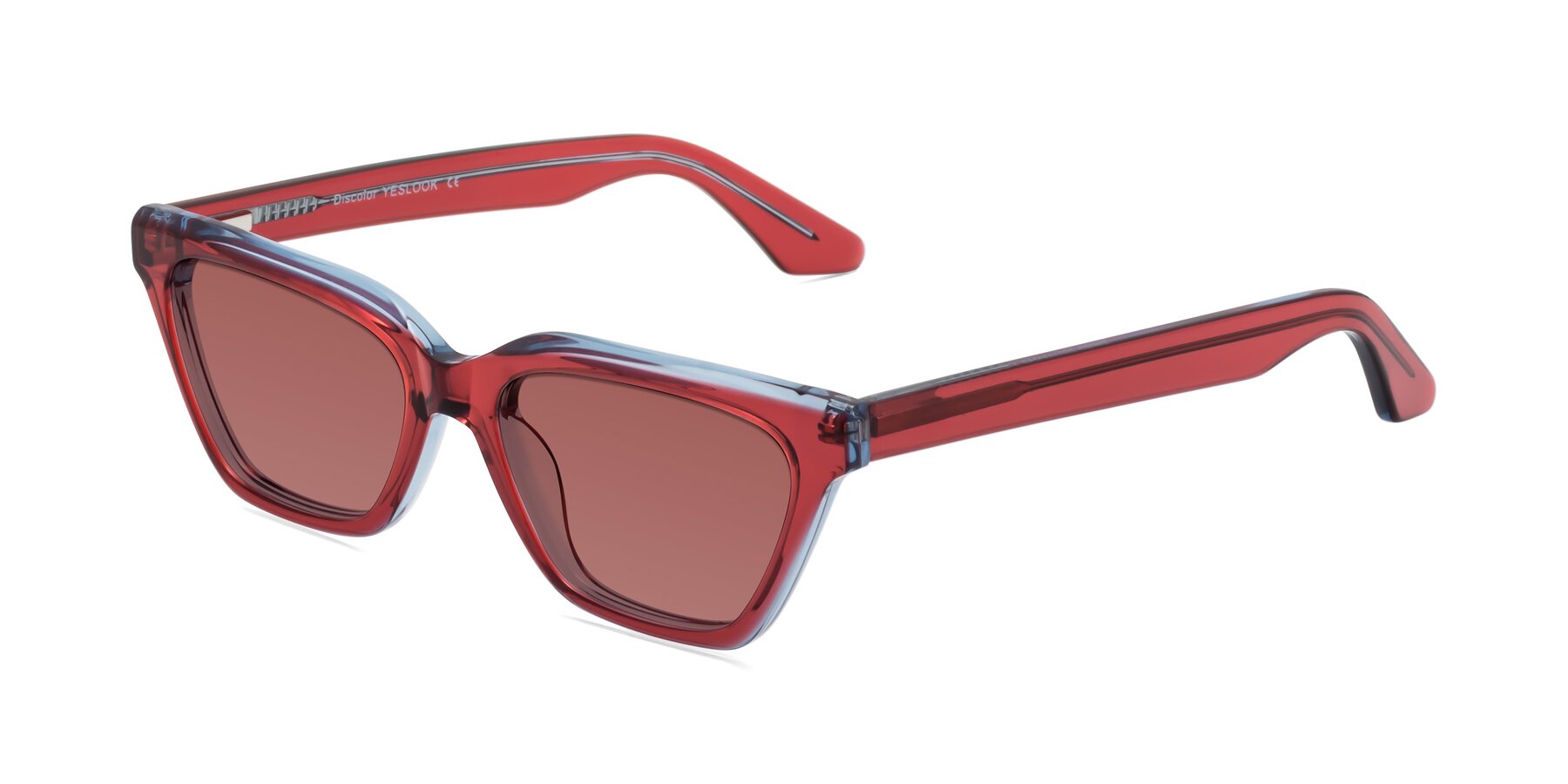 Angle of Discolor in Red/Light Blue with Garnet Tinted Lenses
