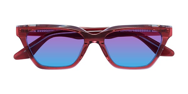 Front of Discolor in Red/Light Blue