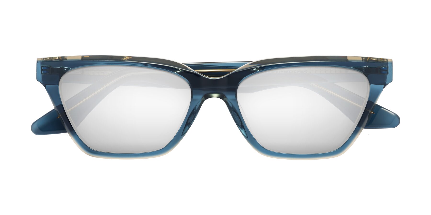 Folded Front of Discolor in Blue-Champagne with Silver Mirrored Lenses