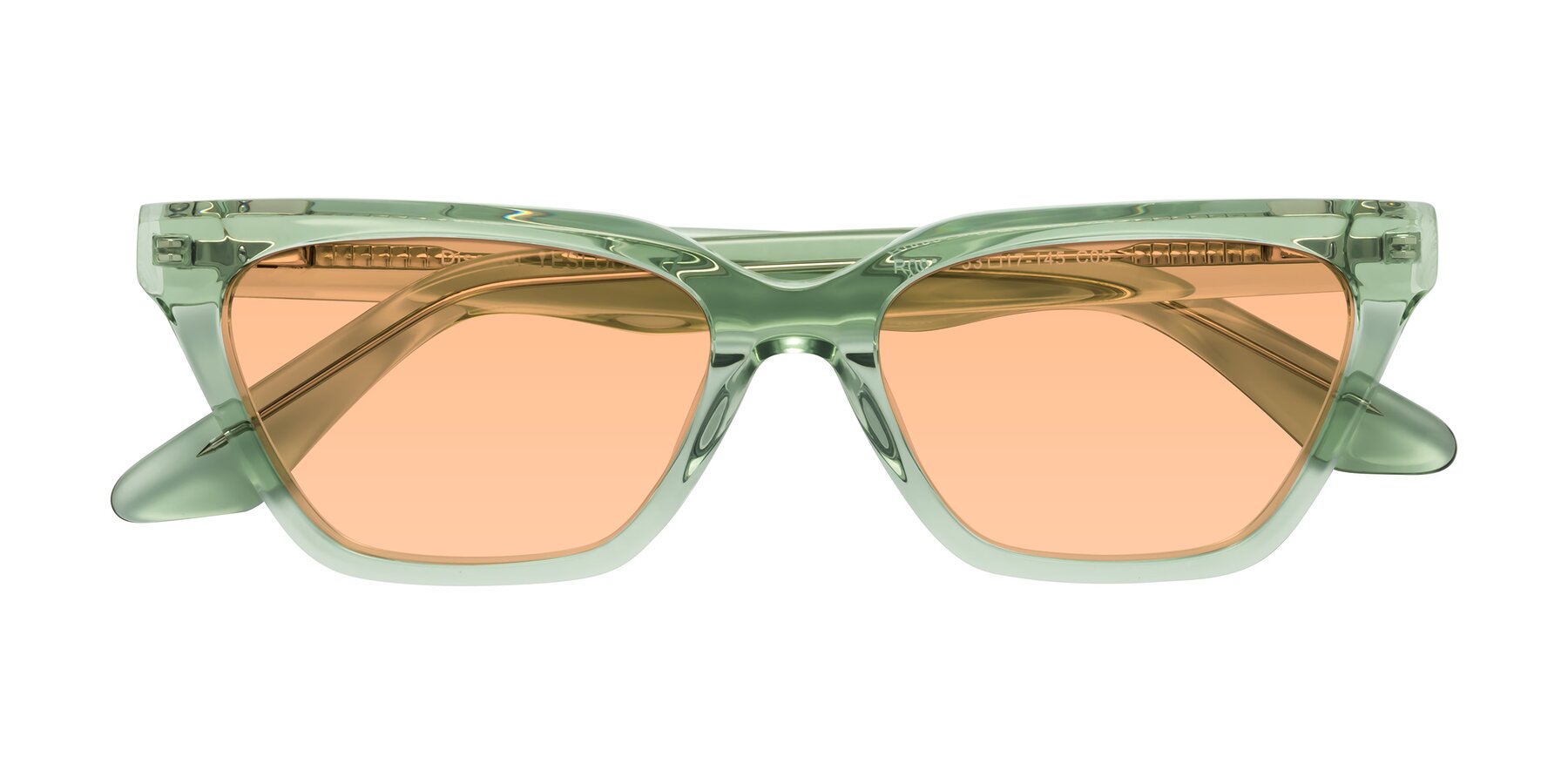 Folded Front of Discolor in Light Green with Light Orange Tinted Lenses
