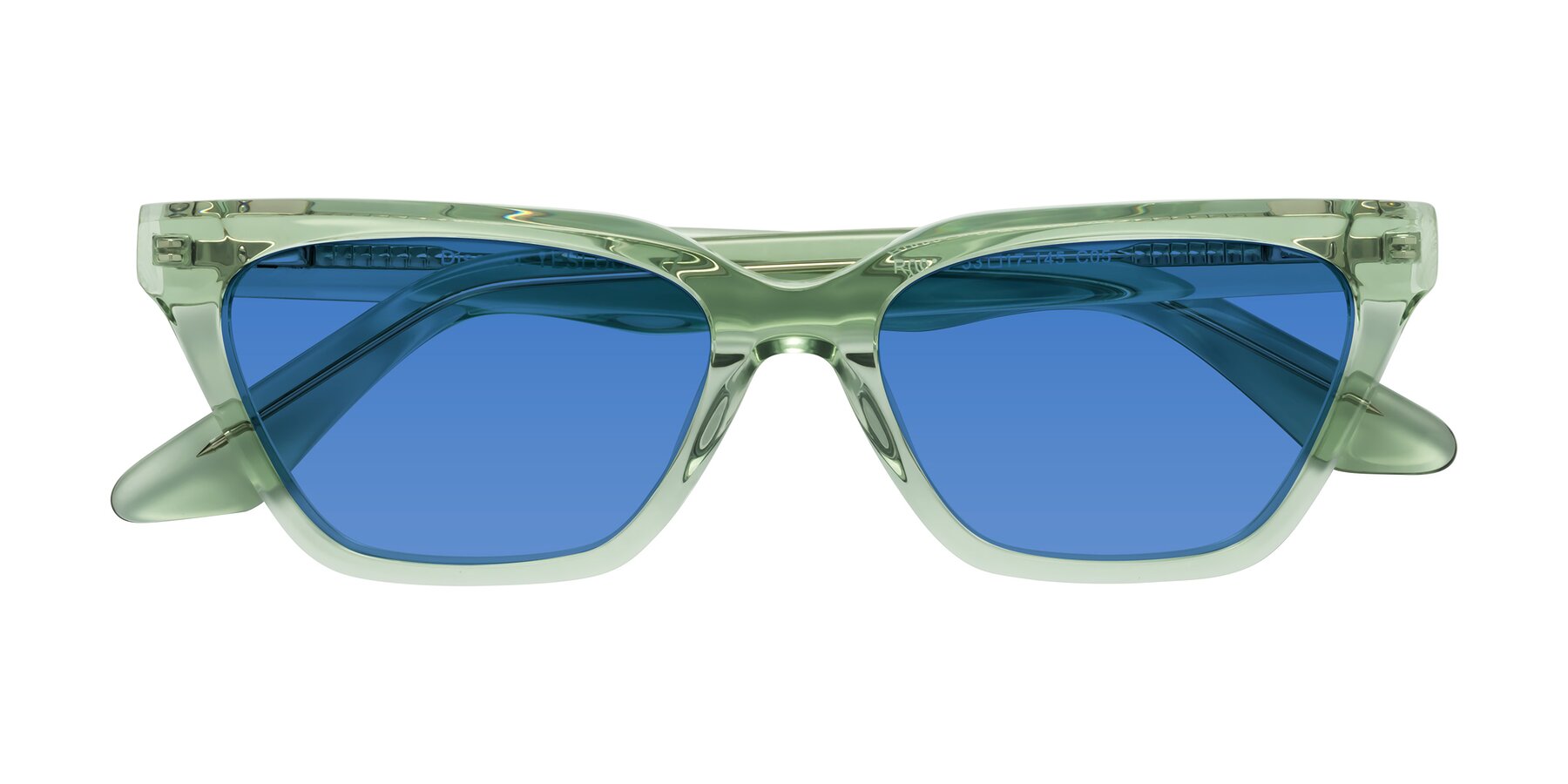 Folded Front of Discolor in Light Green with Blue Tinted Lenses