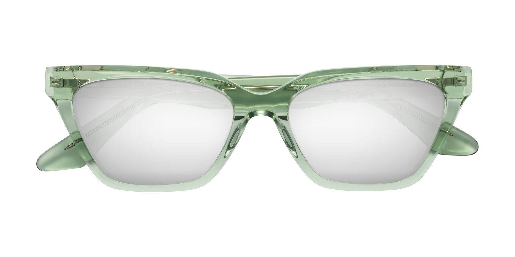 Folded Front of Discolor in Light Green with Silver Mirrored Lenses