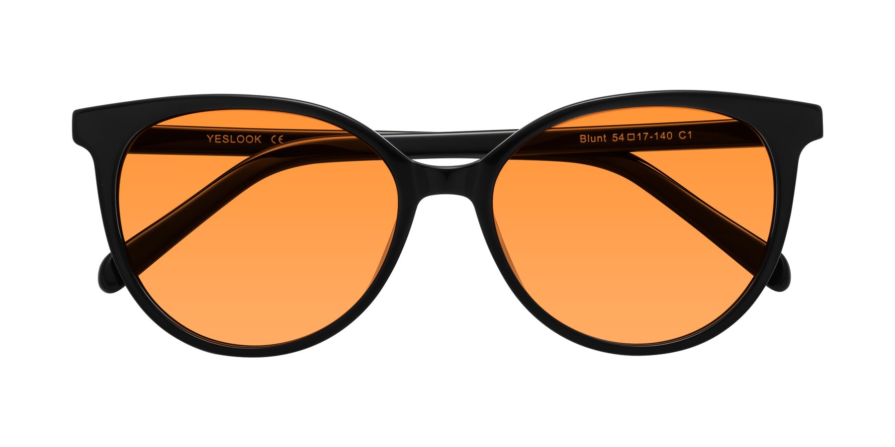 Folded Front of Blunt in Black with Orange Tinted Lenses