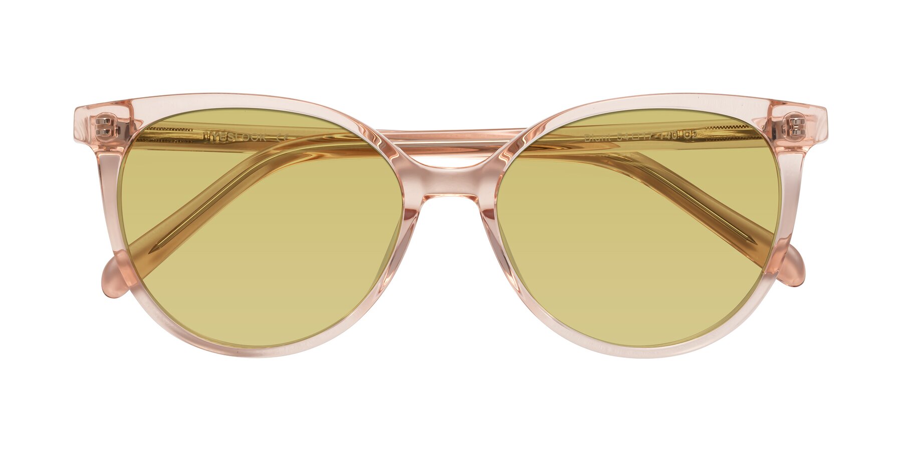 Folded Front of Blunt in Clear Peach with Medium Champagne Tinted Lenses