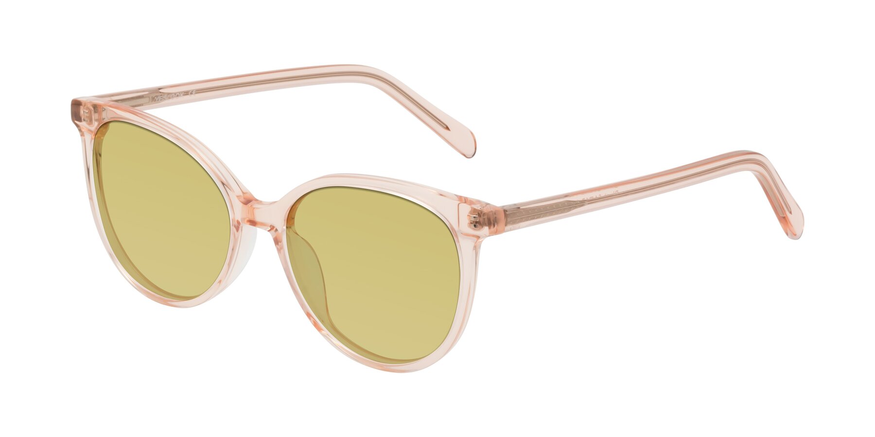 Angle of Blunt in Clear Peach with Medium Champagne Tinted Lenses