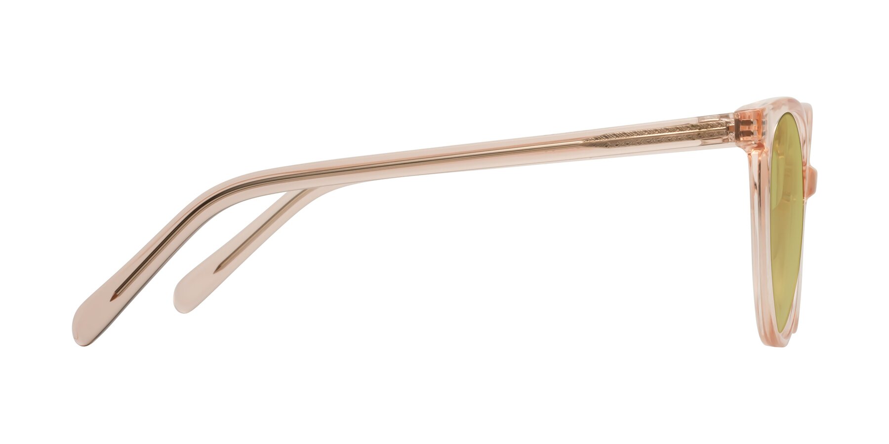Side of Blunt in Clear Peach with Medium Champagne Tinted Lenses