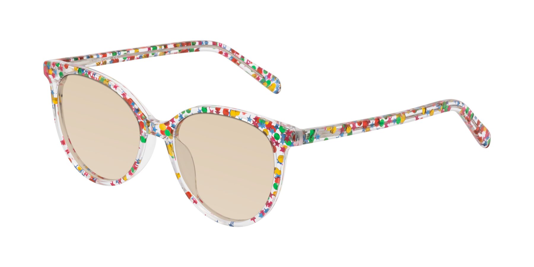 Angle of Blunt in Party Glitter with Light Brown Tinted Lenses