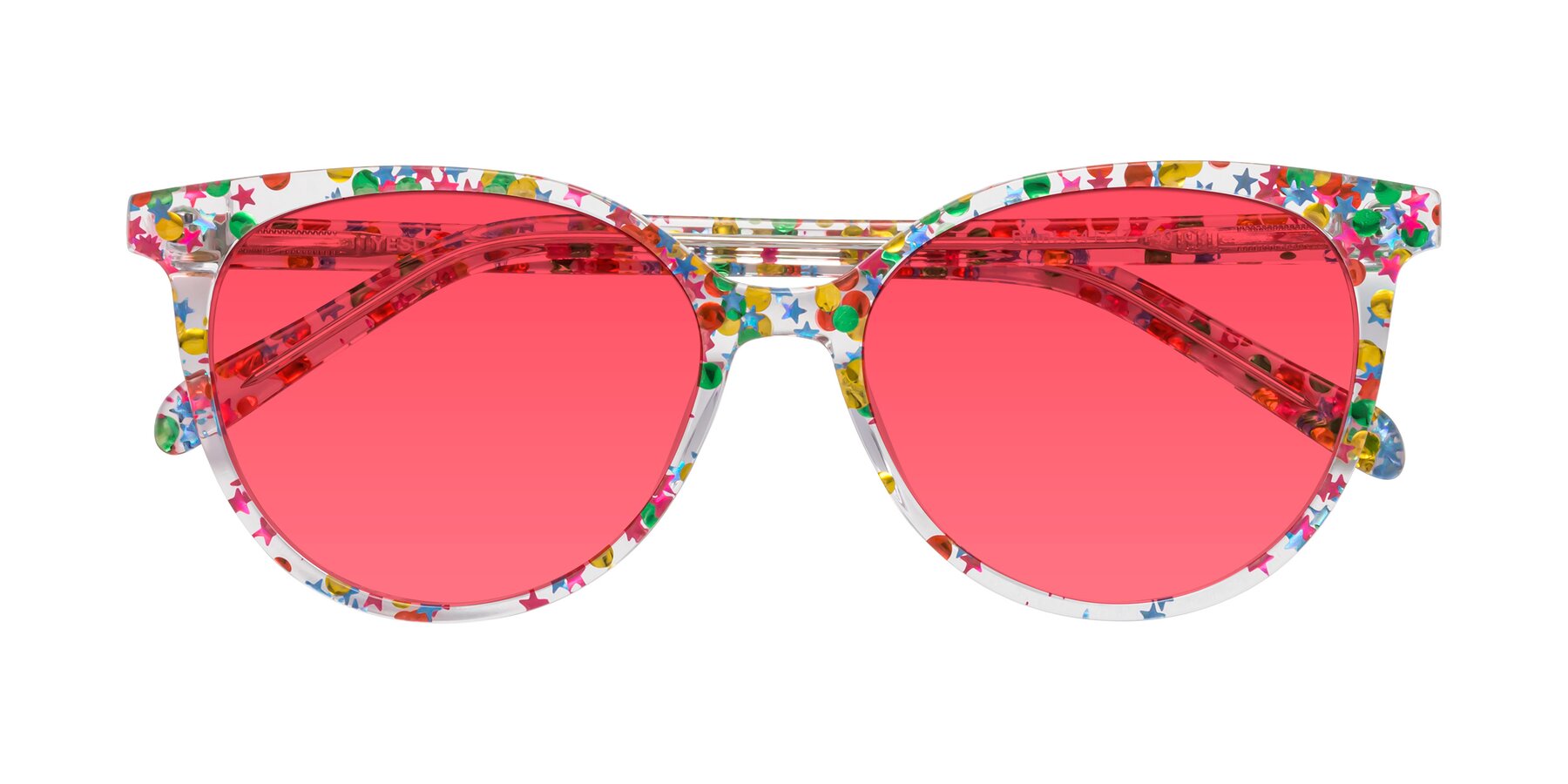 Folded Front of Blunt in Party Glitter with Red Tinted Lenses
