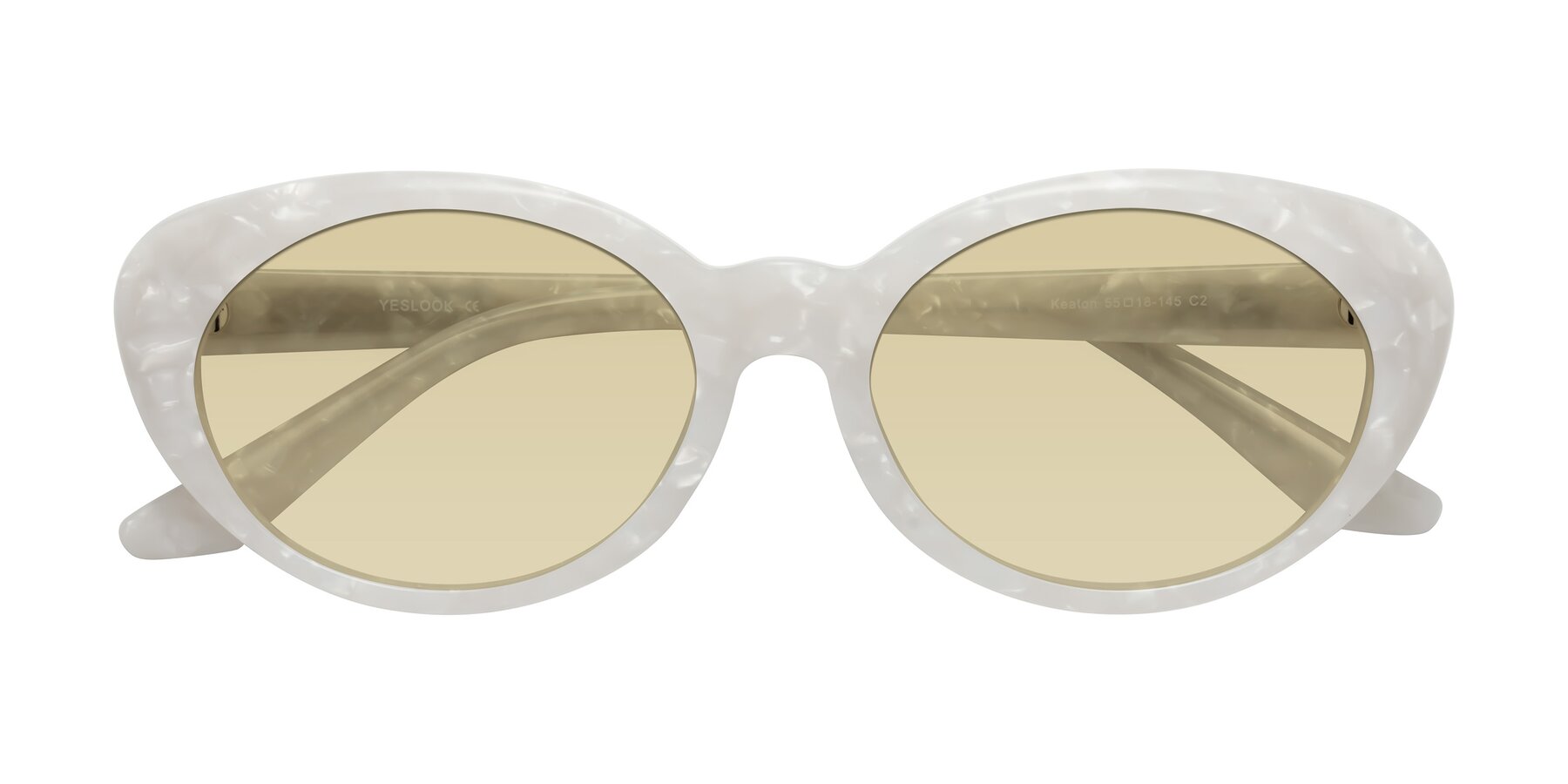 Folded Front of Keaton in Mother-of-pearl with Light Champagne Tinted Lenses