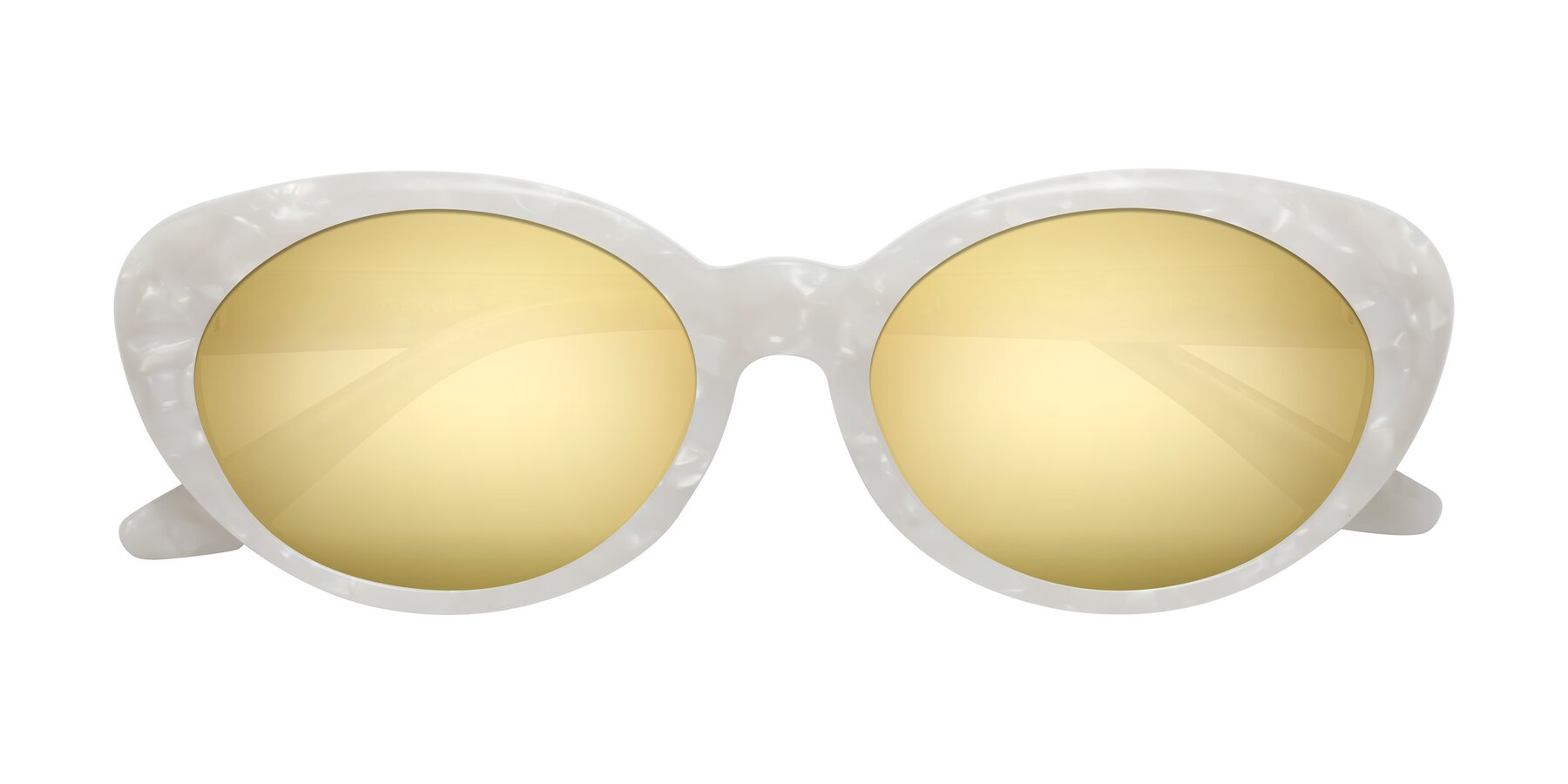Folded Front of Keaton in Mother-of-pearl with Gold Mirrored Lenses