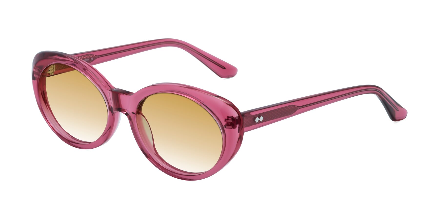 Angle of Keaton in Burgundy with Champagne Gradient Lenses