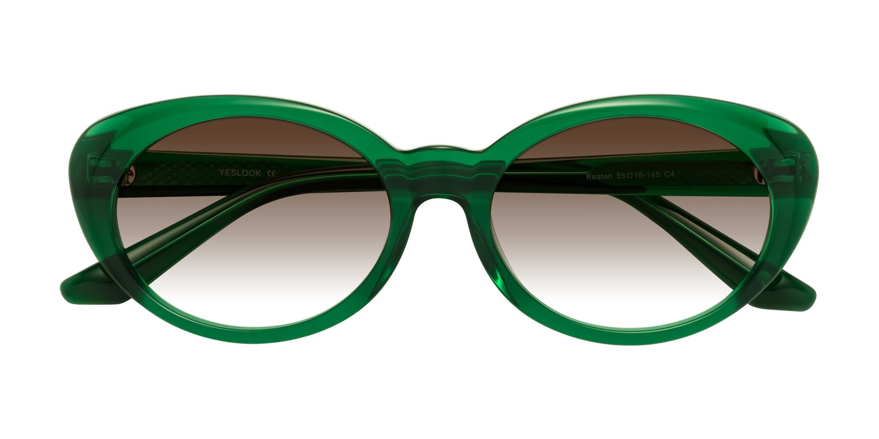 Folded Front of Keaton in Green with Brown Gradient Lenses